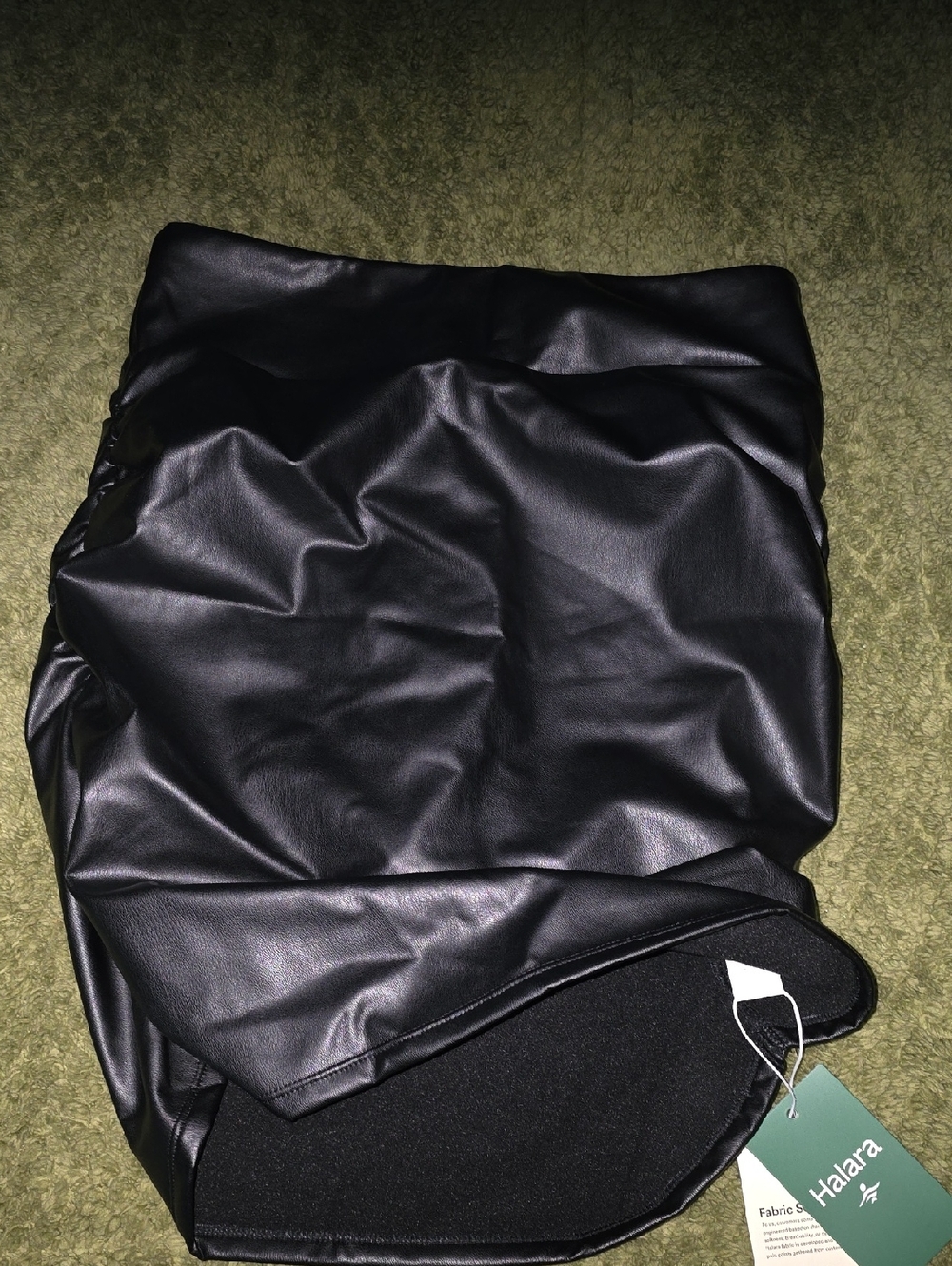 HALARA Black Faux Leather Mini Skirt